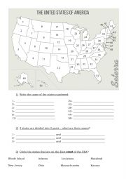 English Worksheet: US States