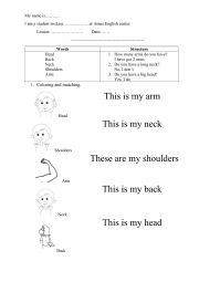 English Worksheet: body parts worksheet 2