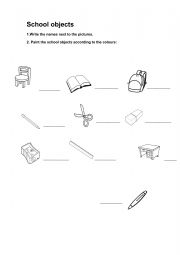 School objects - ESL worksheet by lauflei