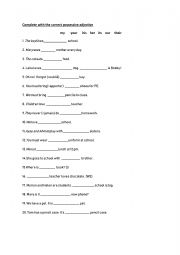 English Worksheet: Possessive adjectives