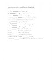 English Worksheet: RELATIVE PRONOUNS