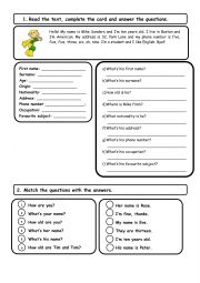 English Worksheet: Personal Introduction