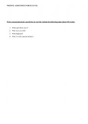 WRITING TASK FOR B1 LEVEL