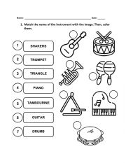 English Worksheet: Musical Instruments