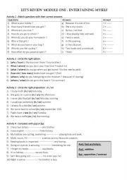 English Worksheet: review unit 1 suggestion