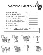 English Worksheet: AMBITONS AND DREAMS