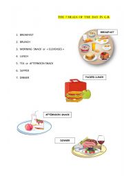 English Worksheet: The seven meals in UK