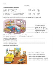 Test paper to be and place prepositions