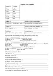 English Worksheet: Irregular plural nouns