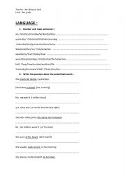 English Worksheet: Review unit 7 and 8 5th grade 