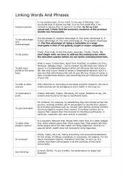 English Worksheet: cohesive devices and phrases