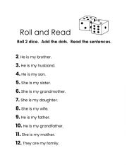 English Worksheet: Roll and Read