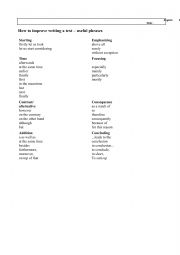 English Worksheet: phrases writing texts