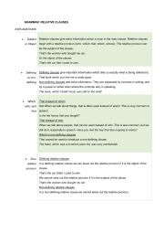 English Worksheet: RELATIVE CLAUSES - GRAMMAR PRACTICE 