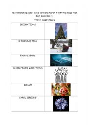 English Worksheet: Christmas matching activity