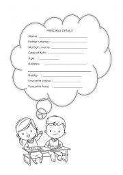 English worksheet: Personal Details