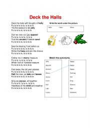 English Worksheet: deck the halls