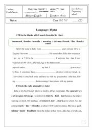 English Worksheet: 7th 1st term