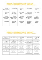 English Worksheet: Find someone who