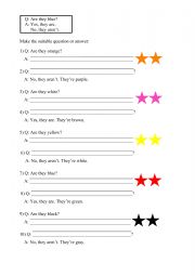English Worksheet: colors yes no questions