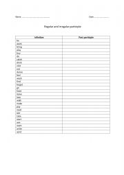 English Worksheet:  past participle test