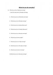 English Worksheet: What do you do everyday?