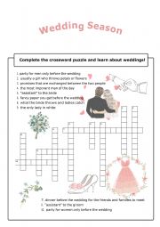 Weddings crossword