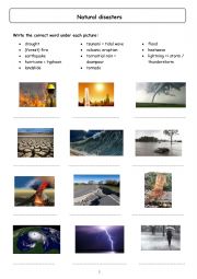 English Worksheet: The environment - Vocabulary worksheet - natural disasters / climate issues / involvement