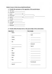 English Worksheet: Moodule 1 Lesson 2 review 8th form Tunisian programme 