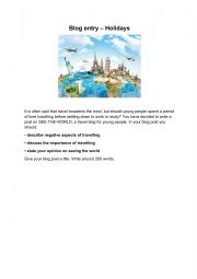 English Worksheet: Blog post Holidays