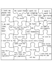 English Worksheet: Activity Card Reported Speech Puzzle