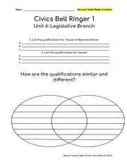 English worksheet: Civics Bell Ringers