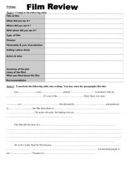 English Worksheet: GUIDED FILM REVIEW