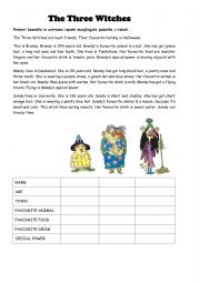 English Worksheet: Halloween - The Three Witches