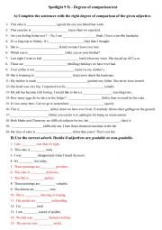 English Worksheet: Degrees of comparison and Gradable/non-gradable agjectives