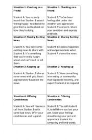 English Worksheet: Roleplay Phone calls and news