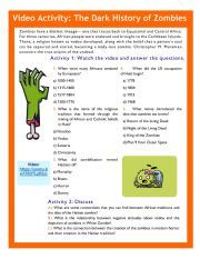 English Worksheet: The History of Zombies