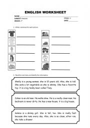 English worksheet: Describing