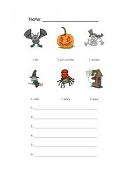 English Worksheet: Unscrabble Halloween words