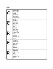 English Worksheet: CER Paragraph Graphic Organizer