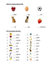 English Worksheet: A&An