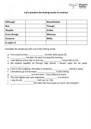 English Worksheet: lINKING WORDS FOR CONTRAST