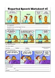 English Worksheet: reported speech with Garfield