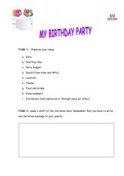 MY BITHDAY PARTY - WRITING