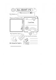 English Worksheet: ALL ABOUT ME 