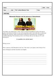 English Worksheet: MINIMALISM NOW