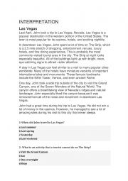 English Worksheet: LAS VEGAS INTERPRATATIONS 