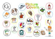 English Worksheet: Kk Picture Covers: An exercise in phonics with answer key and cumulative notes.