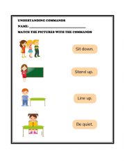 English Worksheet: UNDERSTANDING COMMANDS