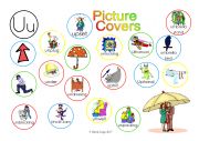 English Worksheet: Uu Picture Covers: An exercise in phonics with answer key and cumulative notes.